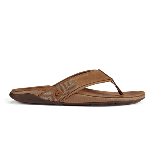 OluKai Recommended | Tuahine Men's Waterproof Leather Beach Sandals - Toffee