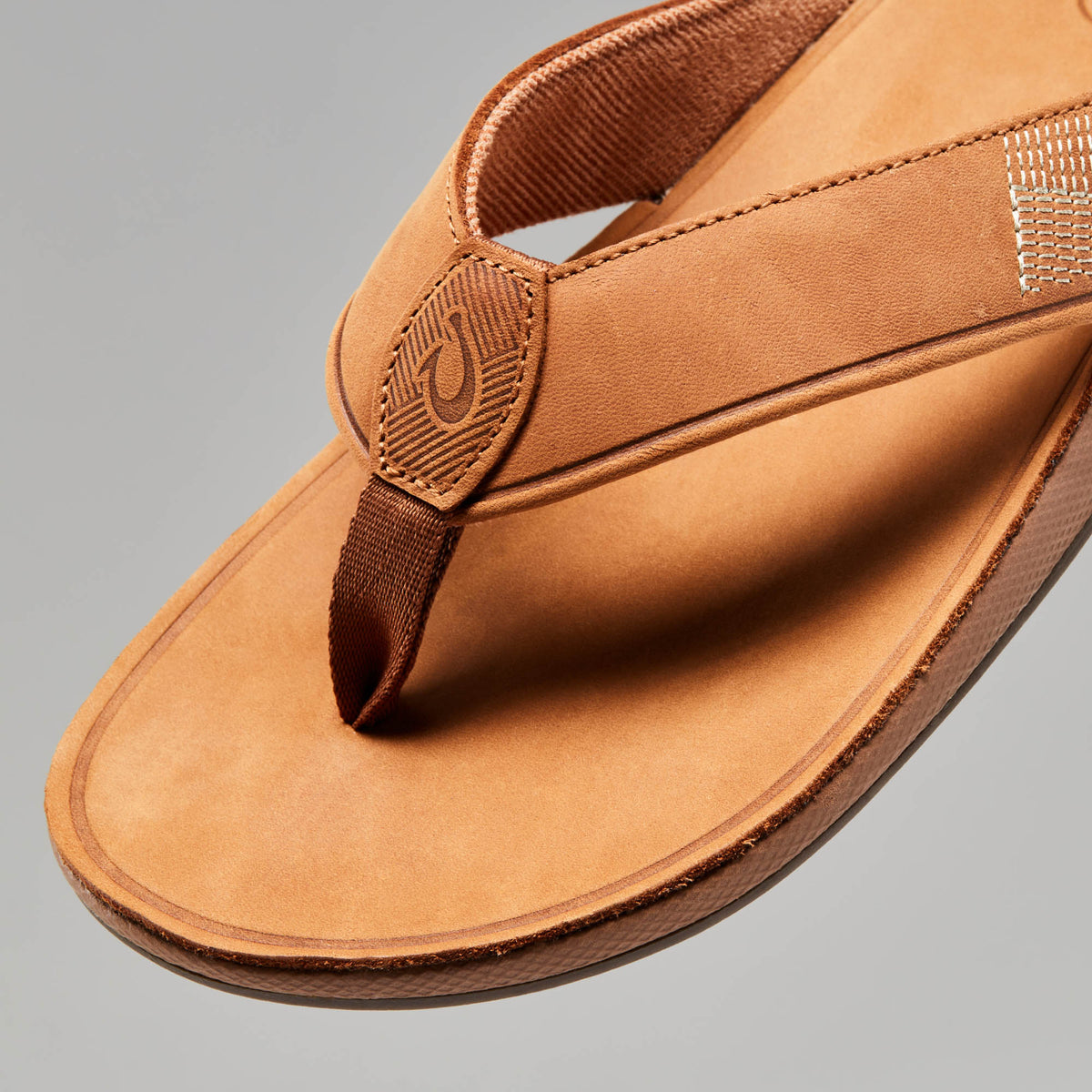 OluKai Recommended | Tuahine Men's Waterproof Leather Beach Sandals - Toffee