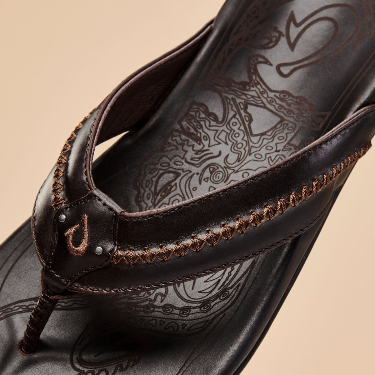 OluKai Customer Favorite | Mea Ola Men's Leather Beach Sandals - Dark Java