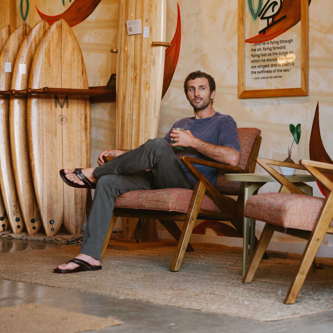 OluKai Customer Favorite | Mea Ola Men's Leather Beach Sandals - Dark Java
