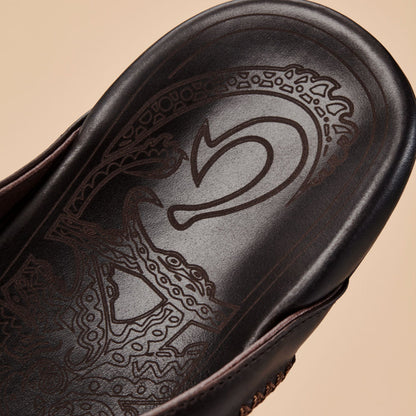 OluKai Customer Favorite | Mea Ola Men's Leather Beach Sandals - Dark Java