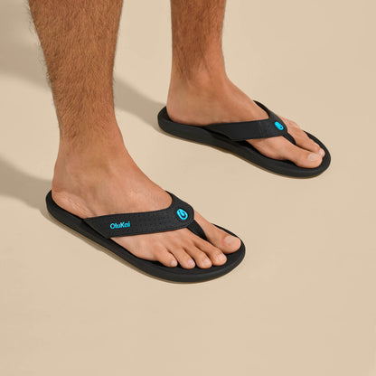 OluKai New | Ki‘i Men’s Water Ready Beach Sandals - Lava Rock / Bold Blue