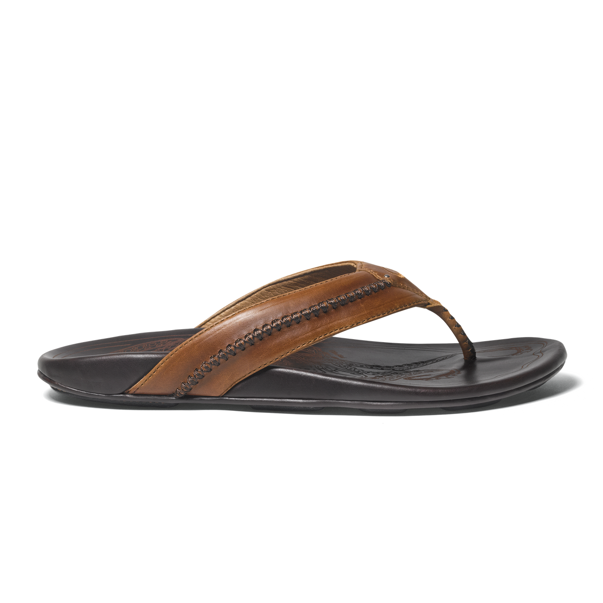 OluKai Discount | Mea Ola Men's Leather Sandals - Tan / Dark Java