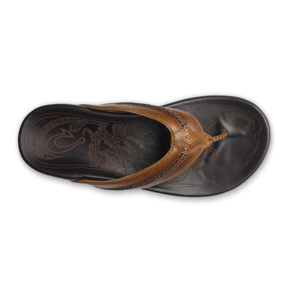 OluKai Discount | Mea Ola Men's Leather Sandals - Tan / Dark Java