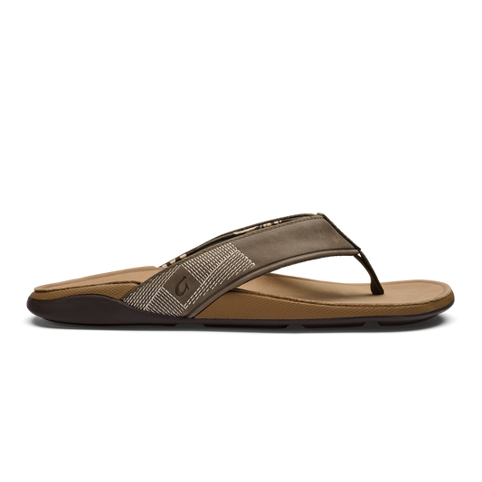 OluKai Quality | Tuahine Men's Waterproof Leather Beach Sandals - Hunter