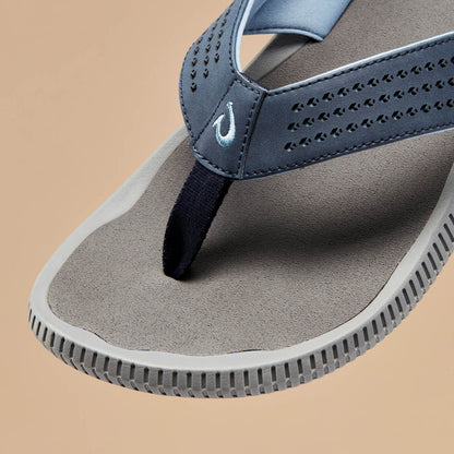 OluKai Sale | Ulele Men's Beach Sandals - Blue Depth / Charcoal