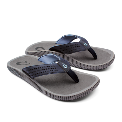 OluKai Sale | Ulele Men's Beach Sandals - Blue Depth / Charcoal