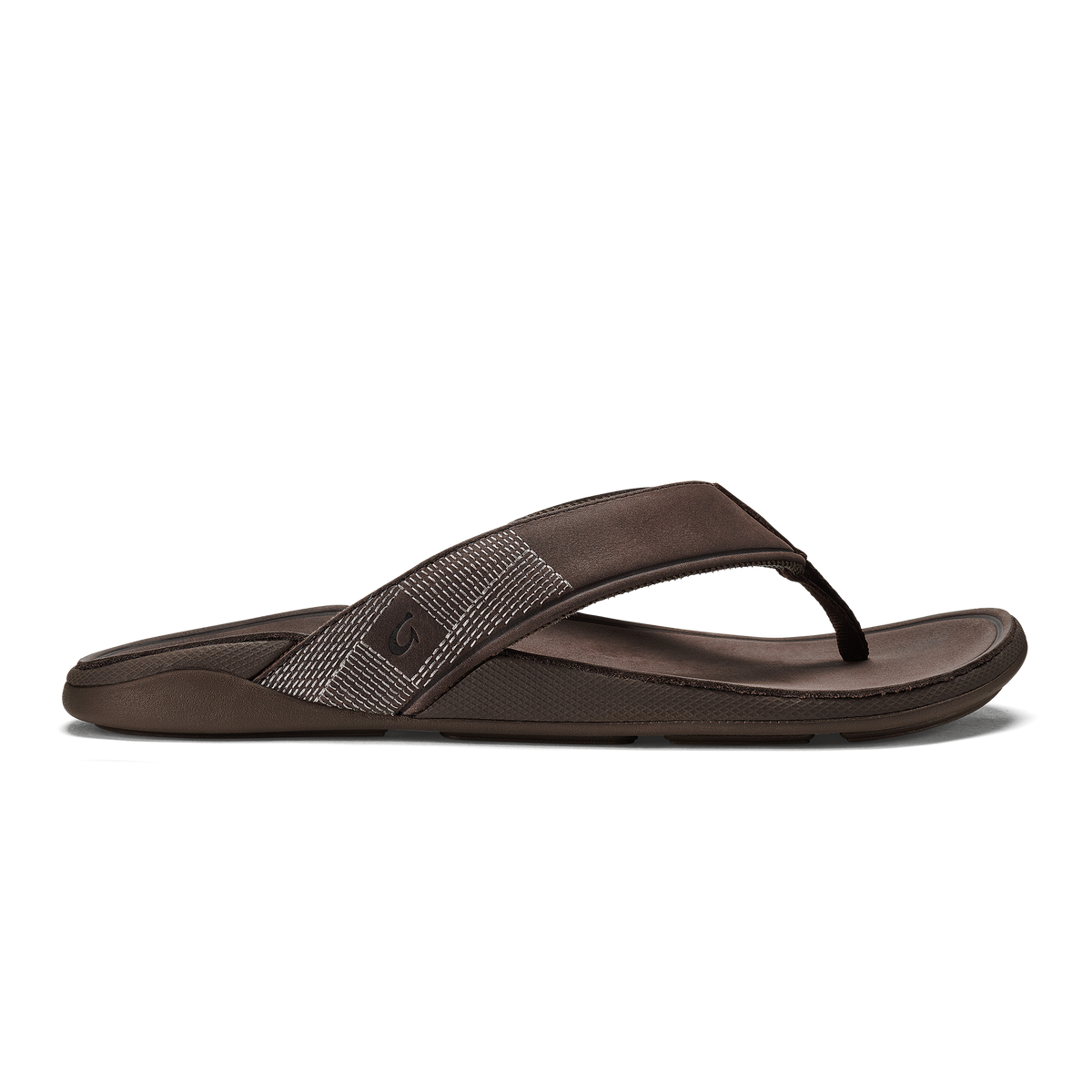 OluKai Smart Buy | Tuahine Men's Waterproof Leather Beach Sandals - Dark Wood