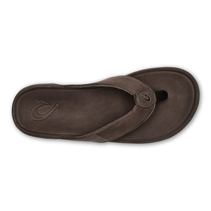 OluKai Smart Buy | Tuahine Men's Waterproof Leather Beach Sandals - Dark Wood