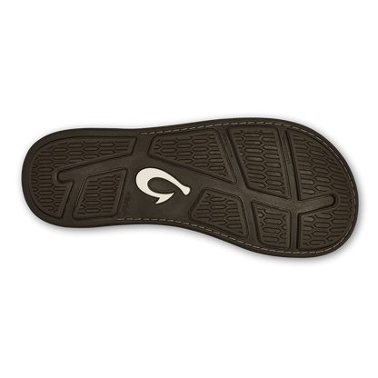 OluKai Smart Buy | Tuahine Men's Waterproof Leather Beach Sandals - Dark Wood