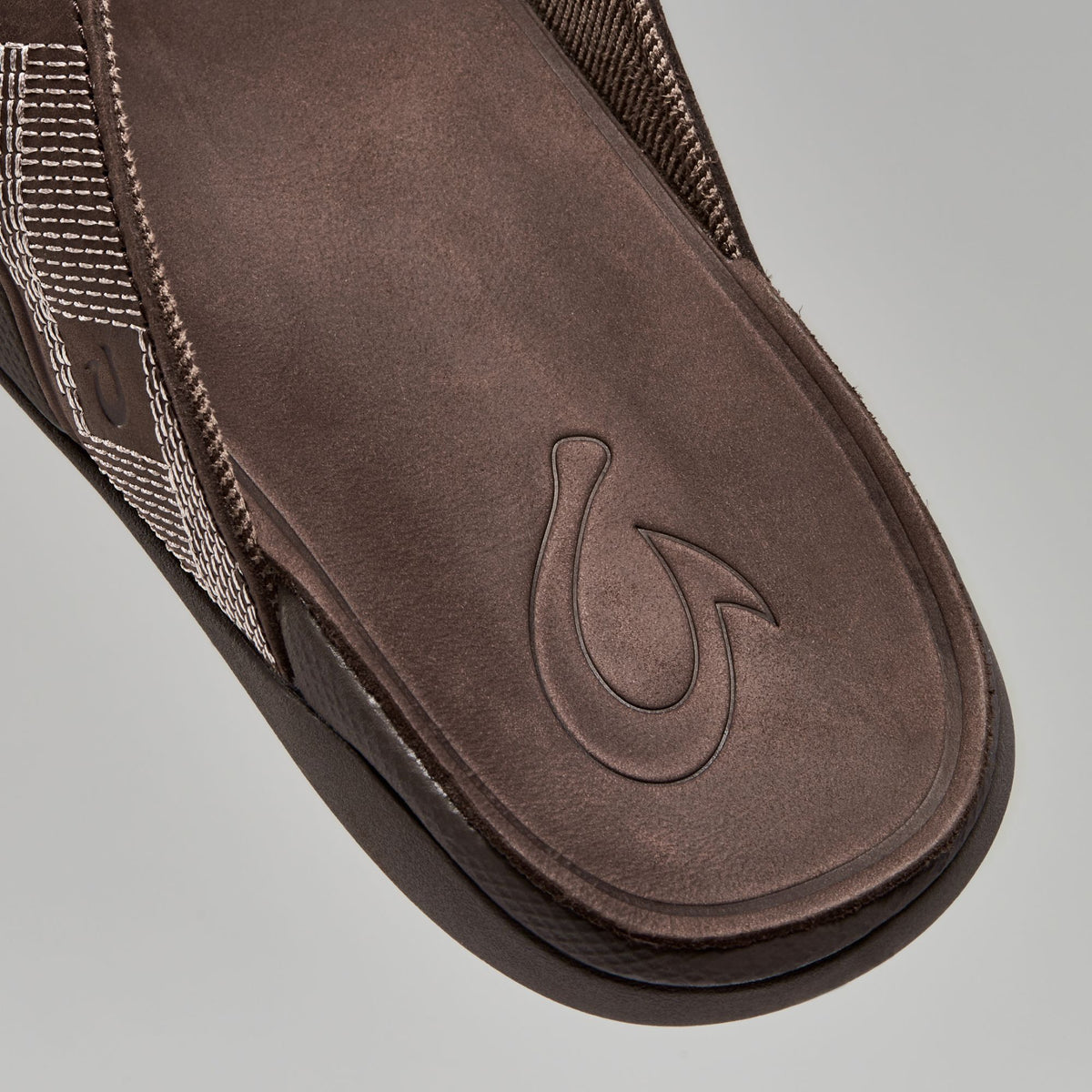 OluKai Smart Buy | Tuahine Men's Waterproof Leather Beach Sandals - Dark Wood