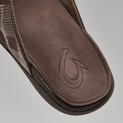 OluKai Smart Buy | Tuahine Men's Waterproof Leather Beach Sandals - Dark Wood