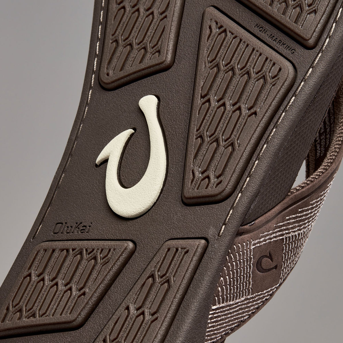 OluKai Smart Buy | Tuahine Men's Waterproof Leather Beach Sandals - Dark Wood
