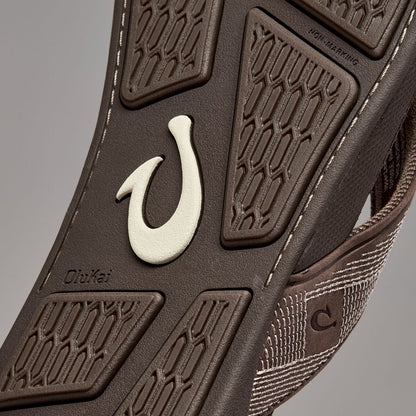 OluKai Smart Buy | Tuahine Men's Waterproof Leather Beach Sandals - Dark Wood