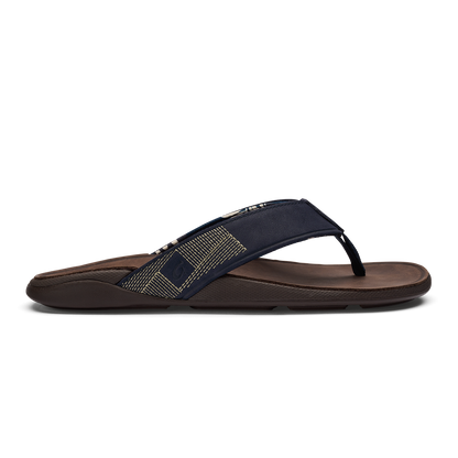 OluKai Best Price | Tuahine Men's Waterproof Leather Beach Sandals - Trench Blue