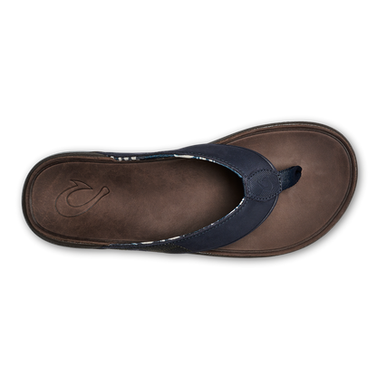 OluKai Best Price | Tuahine Men's Waterproof Leather Beach Sandals - Trench Blue