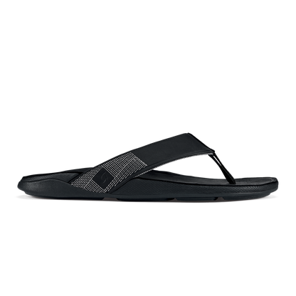 OluKai Sale | Tuahine Men's Waterproof Leather Beach Sandals - Black