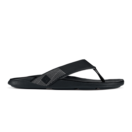 OluKai Sale | Tuahine Men's Waterproof Leather Beach Sandals - Black