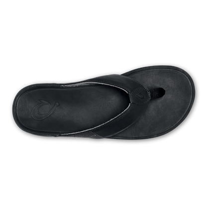 OluKai Sale | Tuahine Men's Waterproof Leather Beach Sandals - Black