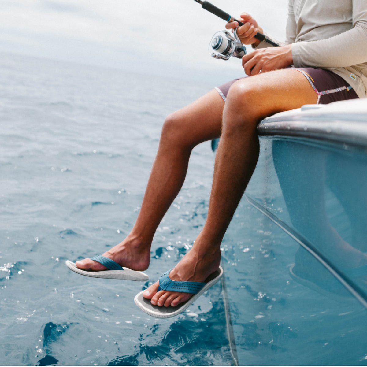 OluKai Smart Buy | Ulele Men's Beach Sandals - Slate Blue / Charcoal