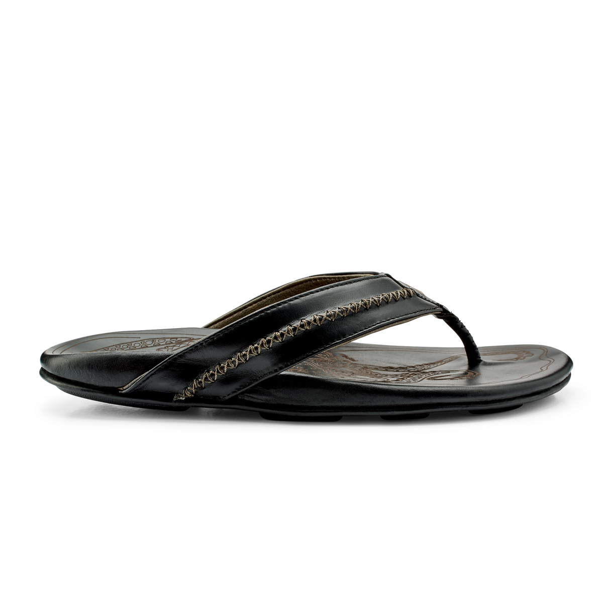OluKai New | OluKai Mea Ola - Black | Men's Leather Beach Sandals