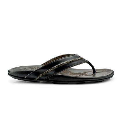 OluKai New | OluKai Mea Ola - Black | Men's Leather Beach Sandals