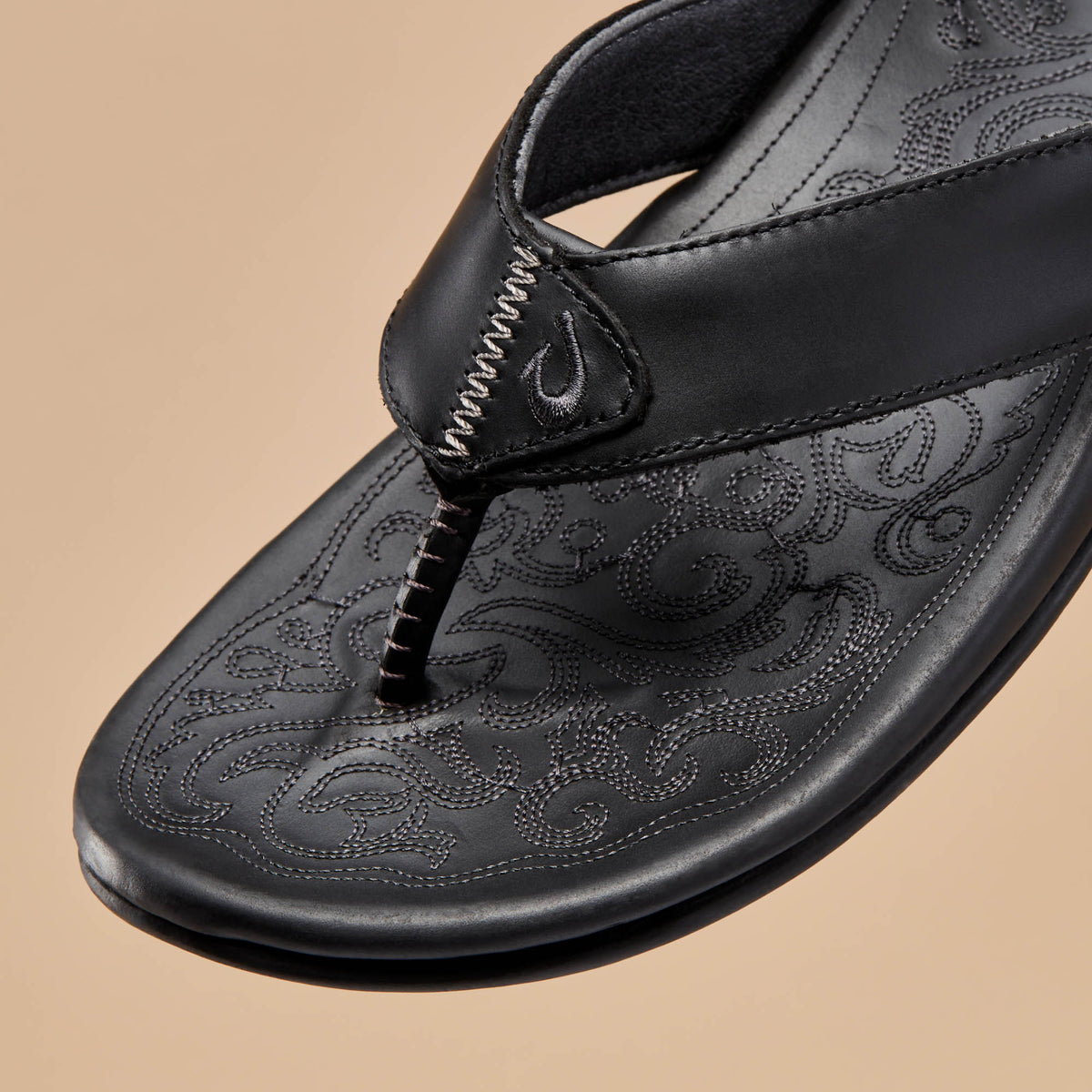 OluKai Popular | Mekila Men's Full-Grain Leather Beach Sandals - Black