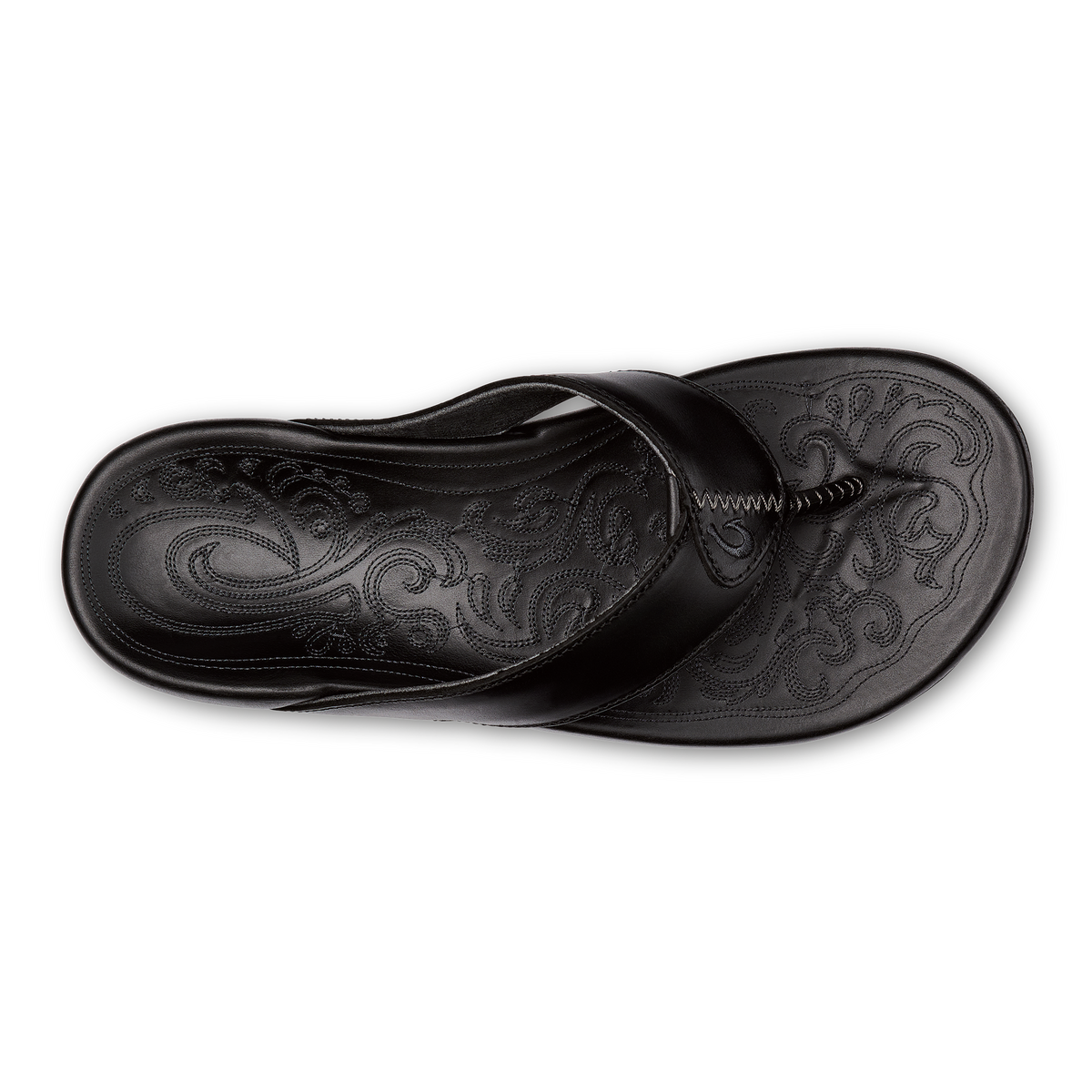 OluKai Popular | Mekila Men's Full-Grain Leather Beach Sandals - Black