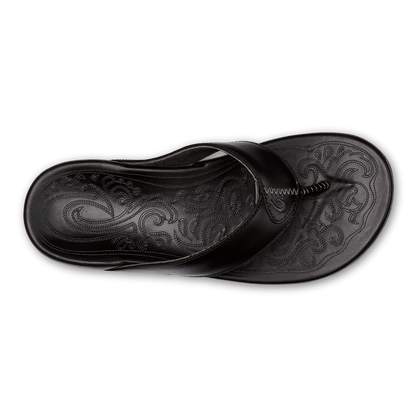 OluKai Popular | Mekila Men's Full-Grain Leather Beach Sandals - Black