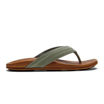 OluKai New | Hiapo - Odyssey Grey / Sahara Men’s Leather Beach Sandals