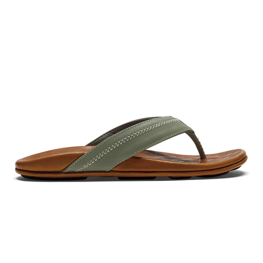 OluKai New | Hiapo - Odyssey Grey / Sahara Men’s Leather Beach Sandals