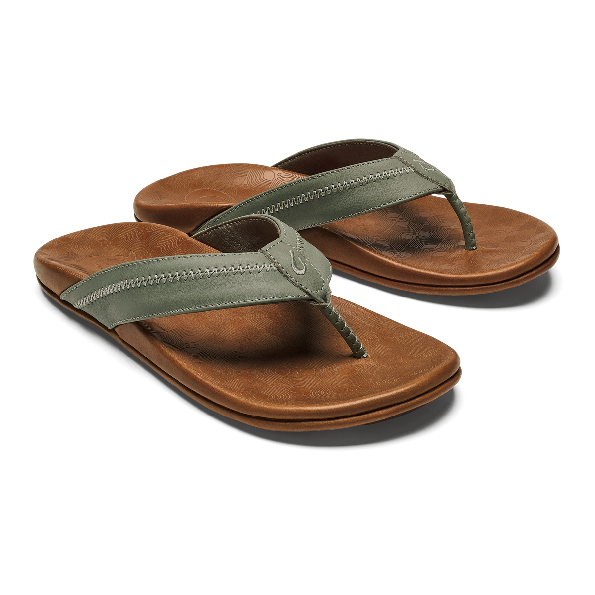 OluKai New | Hiapo - Odyssey Grey / Sahara Men’s Leather Beach Sandals