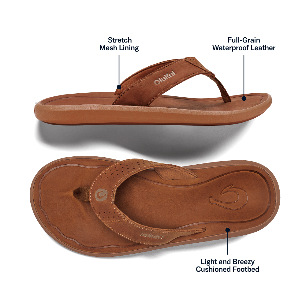 OluKai Essential | Pili Men’s Waterproof Leather Sandals - Fox