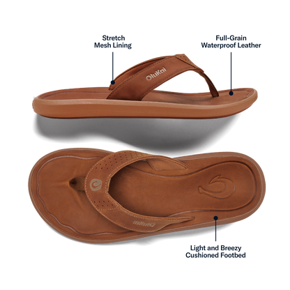 OluKai Essential | Pili Men’s Waterproof Leather Sandals - Fox