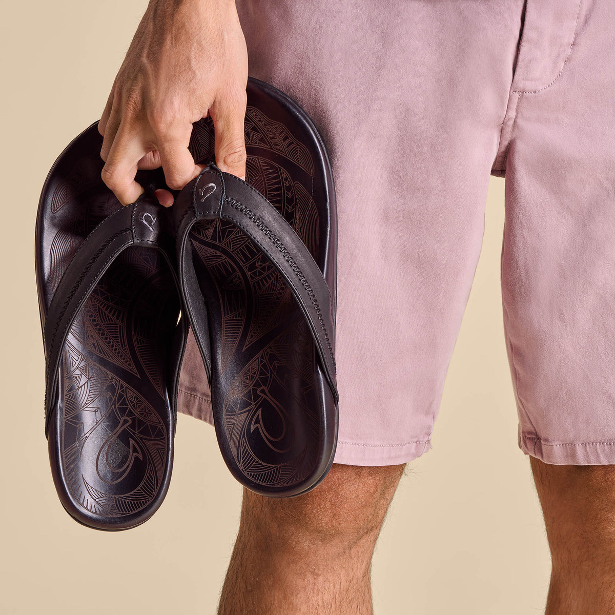 OluKai Customer Favorite | Hiapo - Lava Rock Men’s Leather Beach Sandals