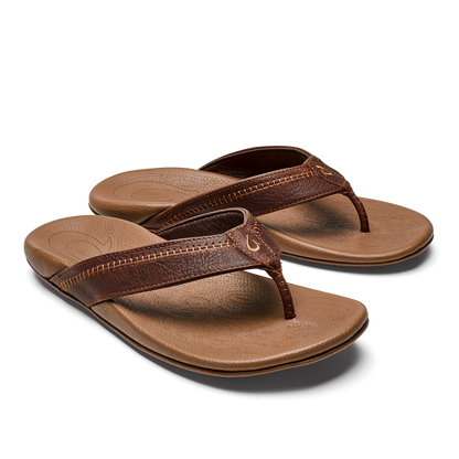 OluKai Classic | Hiapo -Dark Java / Toffee Men’s Leather Beach Sandals