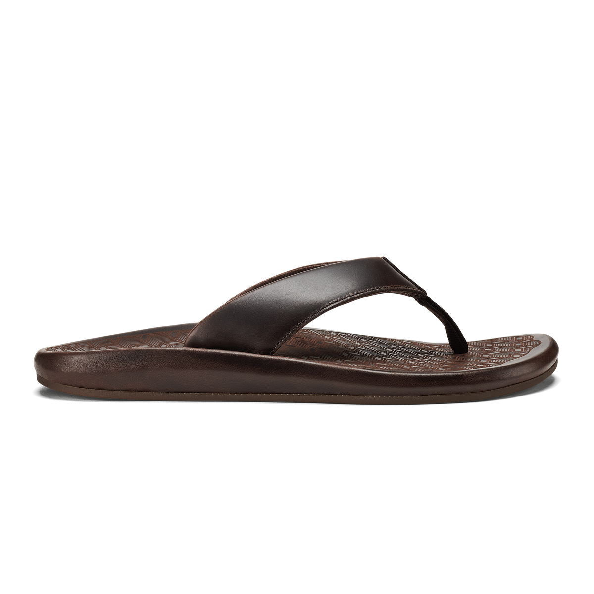 OluKai Classic | ‘Ilikai Men‘s Leather Beach Sandals - Dark Wood