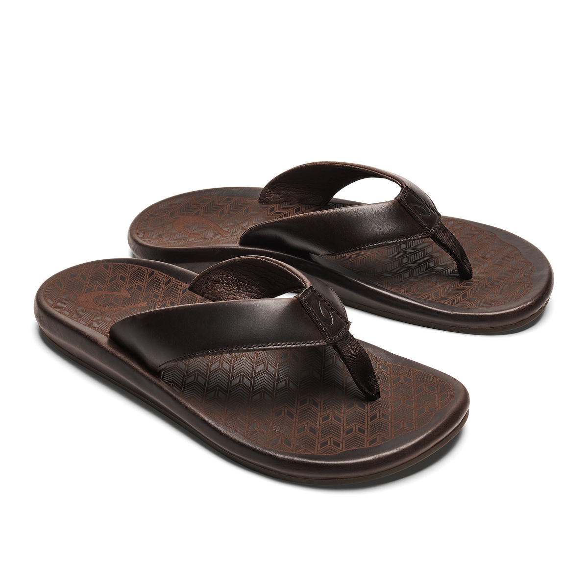 OluKai Classic | ‘Ilikai Men‘s Leather Beach Sandals - Dark Wood