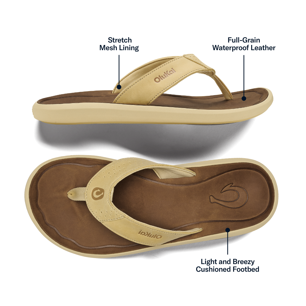 OluKai Classic | Pili Men’s Waterproof Leather Sandals - Toasted Coconut / Tan