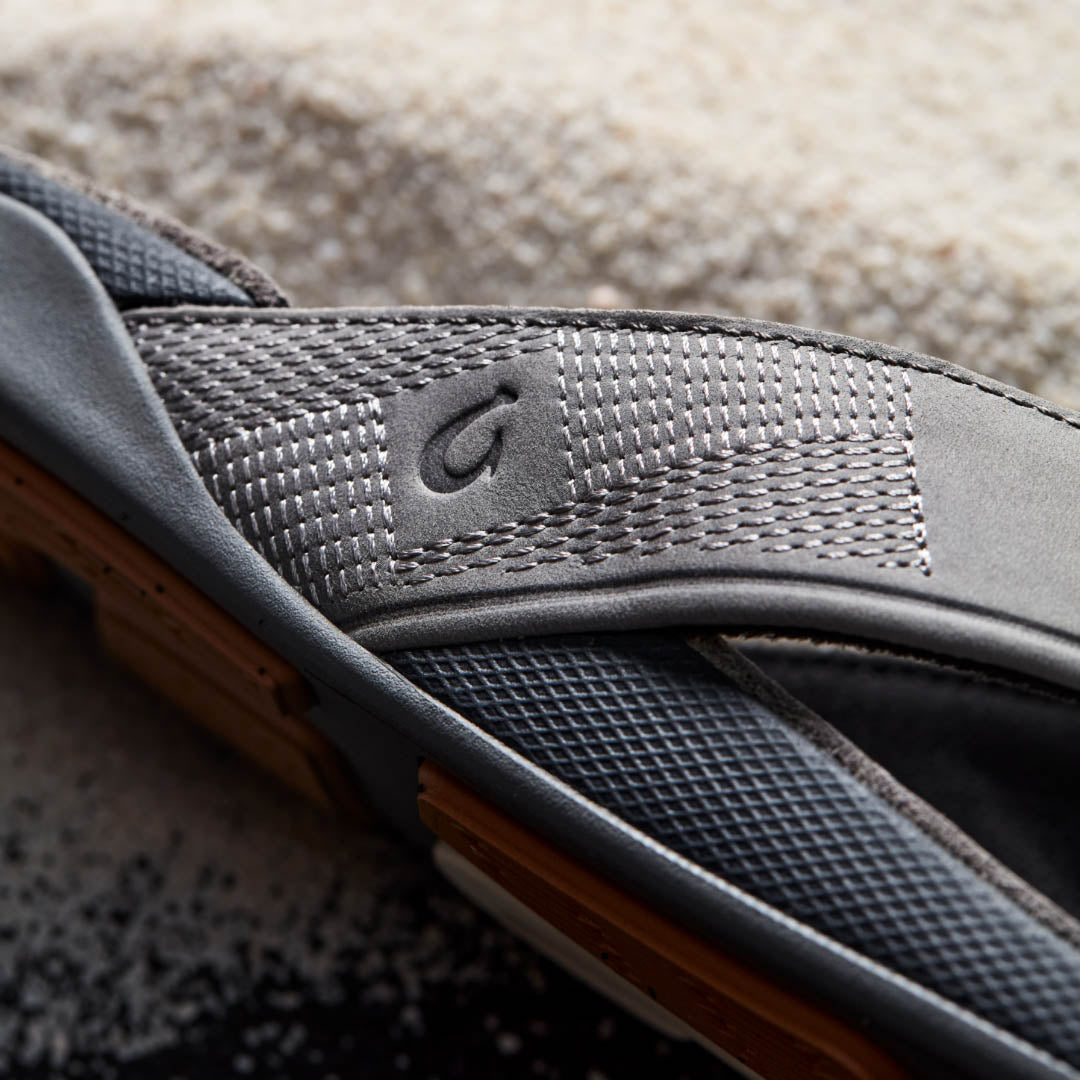 OluKai Trending | Tuahine Men's Waterproof Leather Beach Sandals - Rock