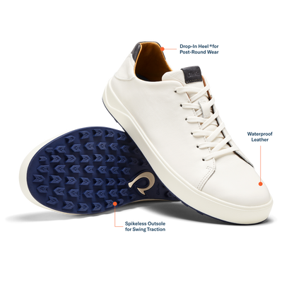 OluKai Great Value | Wai‘alae Men’s Waterproof Leather Golf Shoes - White