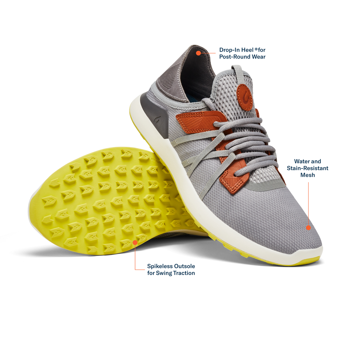OluKai Sale | Manele Men’s Breathable Golf Shoes - Poi / Charcoal