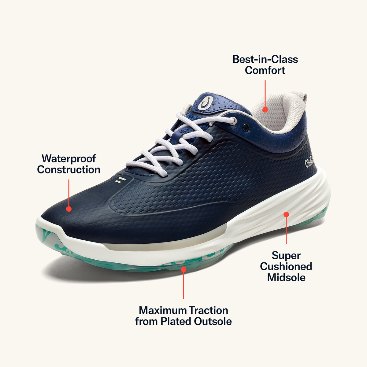 OluKai Premium | Mākena Men’s Waterproof Golf Shoes - Mood Indigo