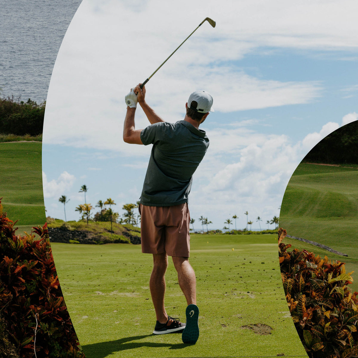 OluKai Essential | Manele Men’s Breathable Golf Shoes - Black / Dark Shadow