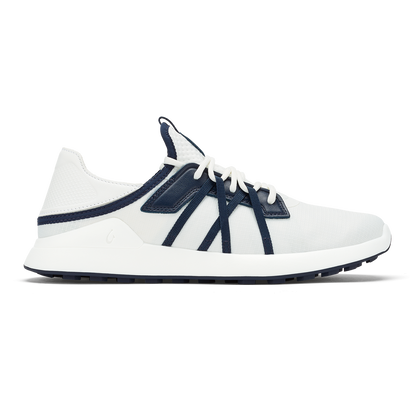 OluKai Essential | Manele Men’s Breathable Golf Shoes - Bright White / Mood Indigo
