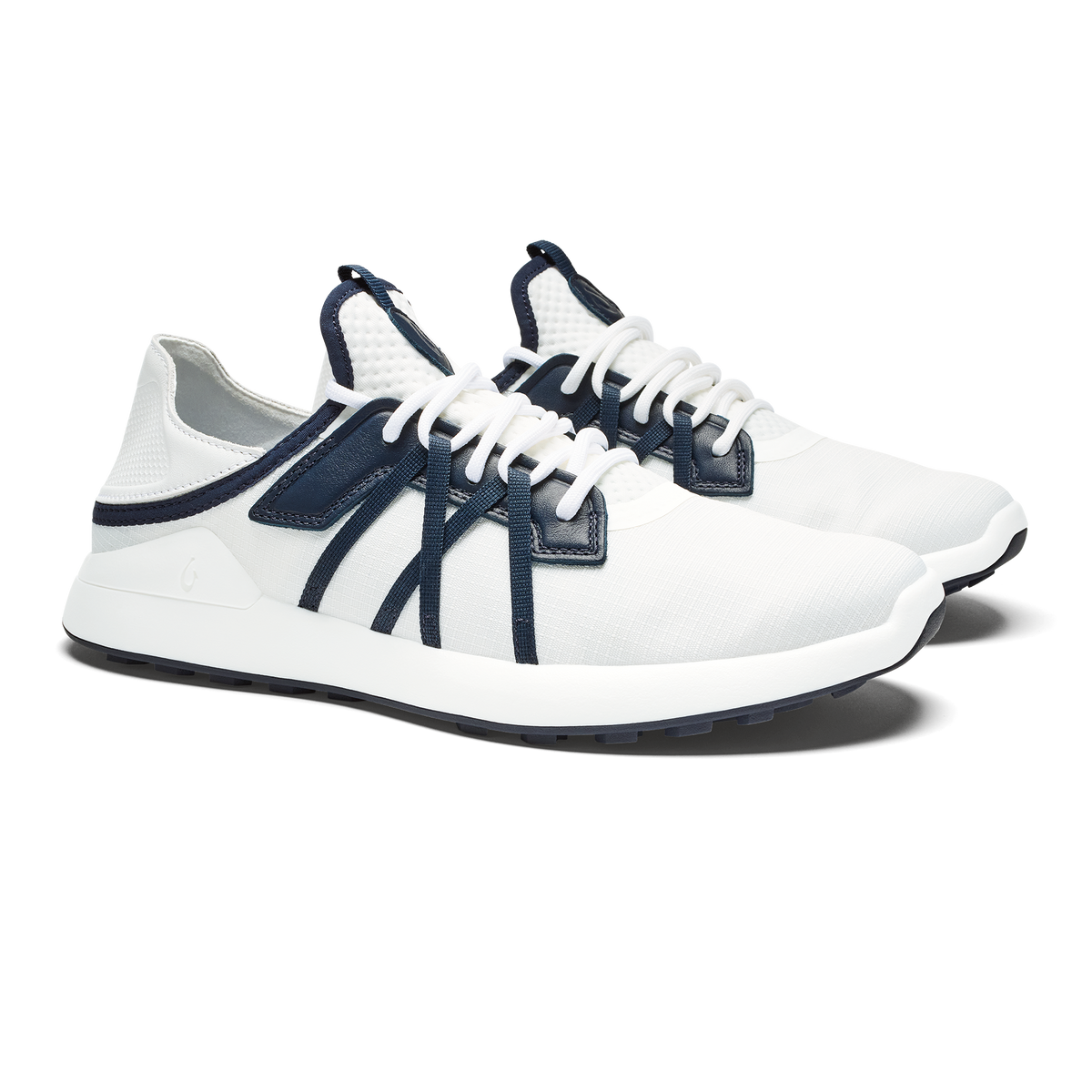 OluKai Essential | Manele Men’s Breathable Golf Shoes - Bright White / Mood Indigo