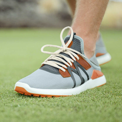 OluKai Exclusive | Manele Men’s Breathable Golf Shoes - Pale Moss / Molten Orange