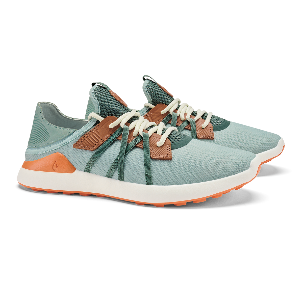 OluKai Exclusive | Manele Men’s Breathable Golf Shoes - Pale Moss / Molten Orange
