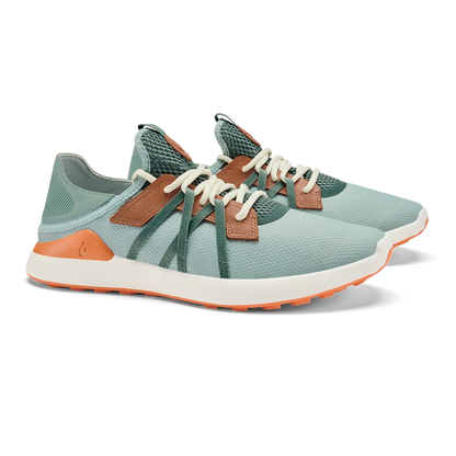 OluKai Exclusive | Manele Men’s Breathable Golf Shoes - Pale Moss / Molten Orange