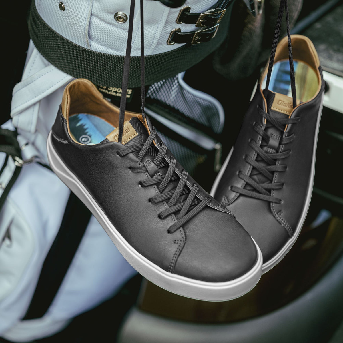 OluKai Customer Favorite | Wai‘alae Men’s Waterproof Leather Golf Shoes - Black